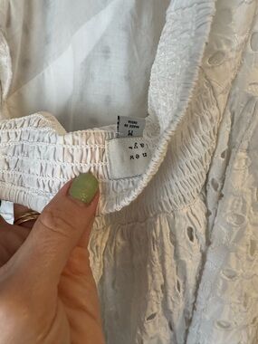 a new day White Eyelet Smocked Neck Women's Dress